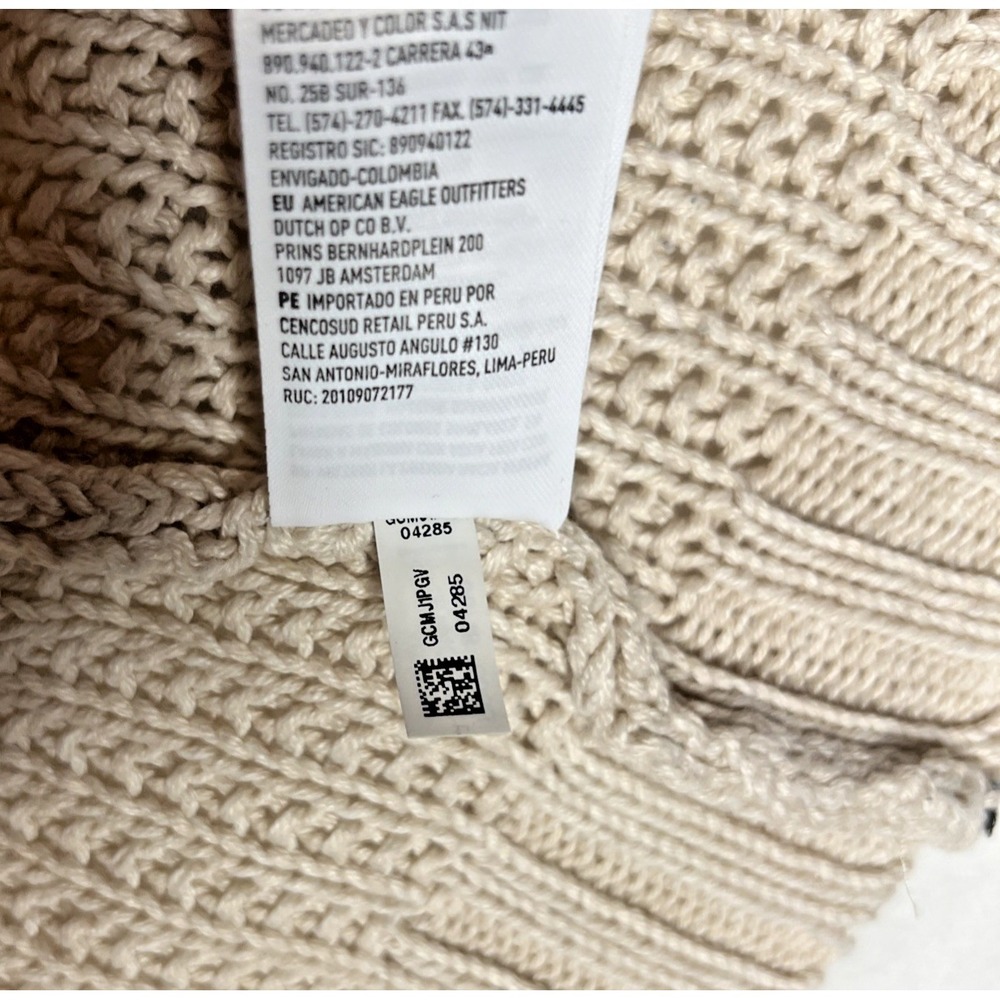 American Eagle Sweater Tan Beige Open Weave Knit Top Size Extra Small - Picture 15 of 16